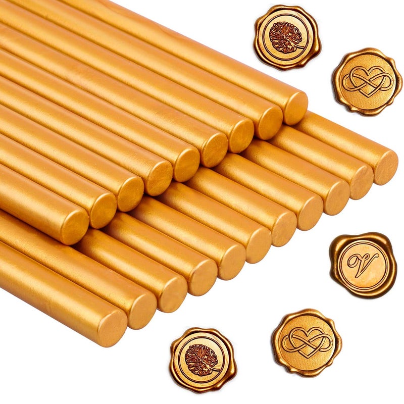 PAXCOO Sealing Wax, Paxcoo 20pcs Wax Seal Sticks, Glue Gun Sealing Wax for Wax Seal Stamp, Letter Wax Seal and Crafts (Gold) - Image 1